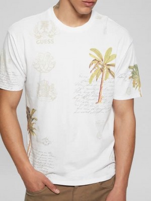 Guess Eco Palm Collage Tee Albi | GUESS-SN30581
