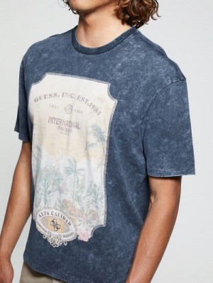 Guess Eco Paraiso Postcard Tee Negrii | GUESS-SN30571