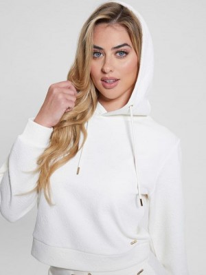 Guess Eco Peony Crop Hoodie Albi | GUESS-SN27981