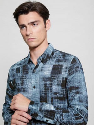 Guess Eco Print Shirt Albastri | GUESS-SN31145
