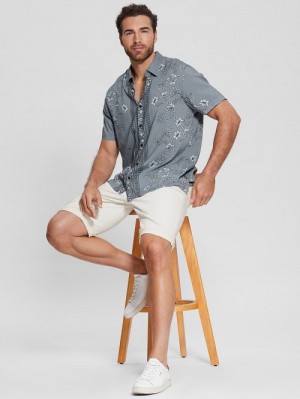 Guess Eco Rayon Moroccan Floral Shirt Gri | GUESS-SN31094