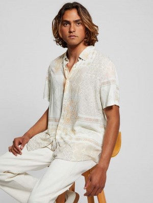 Guess Eco Rayon Patchwork Shirt Bej | GUESS-SN31204