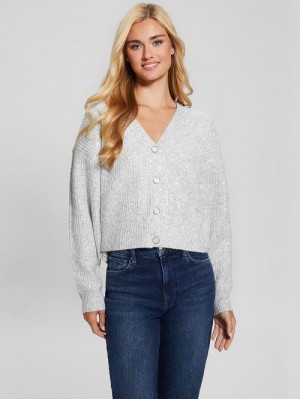 Guess Eco Riley Sequin Cardigan Gri | GUESS-SN27418