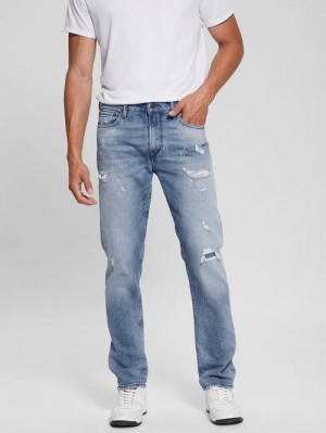 Guess Eco Rip-and-Repair Tapered Jeans Albastri | GUESS-SN30371