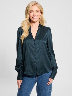 Guess Eco Rita Jacquard Shirt Verzi | GUESS-SN27440