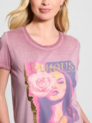 Guess Eco Rose Graphic Easy Tee Rosii | GUESS-SN27410