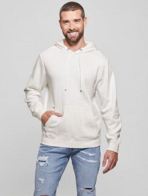 Guess Eco Roy Embossed Hoodie Albi | GUESS-SN31059