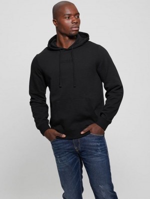 Guess Eco Roy Embossed Hoodie Negrii | GUESS-SN31031