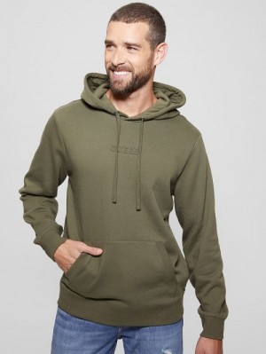 Guess Eco Roy Embossed Hoodie Verzi | GUESS-SN31056