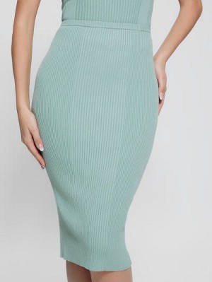 Guess Eco Sahara Rib Sweater Skirt Verzi | GUESS-SN28142