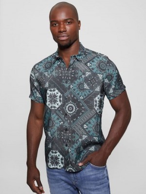 Guess Eco Sandwash Shashiko Shirt Albastri | GUESS-SN31254