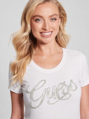 Guess Eco Script Bead Tee Albi | GUESS-SN27113