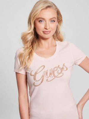 Guess Eco Script Bead Tee Roz | GUESS-SN27118