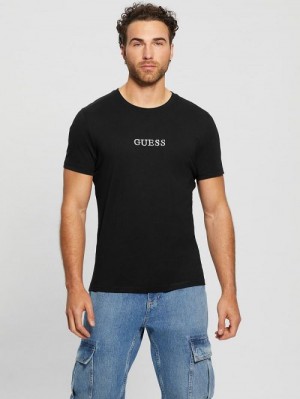 Guess Eco Signature Crewneck Tee Negrii | GUESS-SN30576