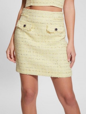 Guess Eco Sofia Mini Tweed Skirt Galbeni | GUESS-SN28151
