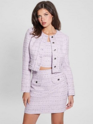 Guess Eco Sofia Tweed Jacket Violet | GUESS-SN27870