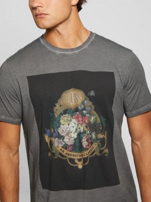 Guess Eco Still Life Floral Tee Negrii | GUESS-SN30617