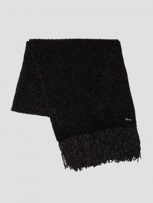 Guess Eco Talia Chenille Scarf Negrii | GUESS-SN30187