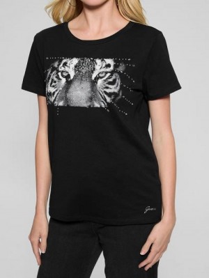 Guess Eco Tiger Eyes Easy Tee Negrii | GUESS-SN27437