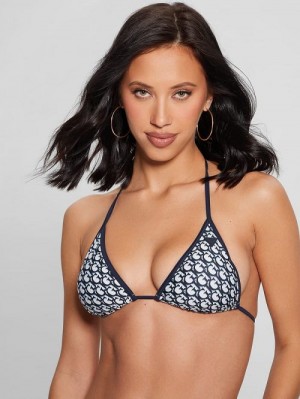 Guess Eco Triangle Bikini Top Albastri | GUESS-SN28495