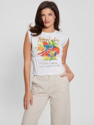 Guess Eco Tropical Vibes Corset Tee Albi | GUESS-SN27598
