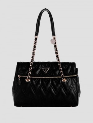 Guess Eda Quilted Satchel Negrii | GUESS-SN29203