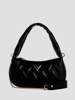 Guess Eda Top-Zip Shoulder Bag Negrii | GUESS-SN29058