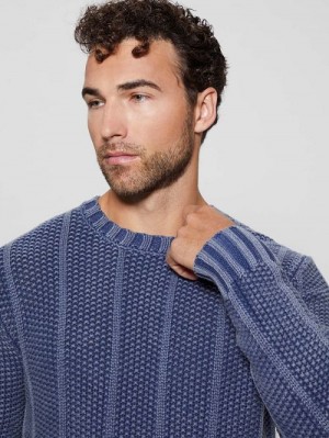 Guess Eli Treated Stitched Sweater Albastri | GUESS-SN31052