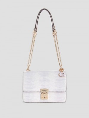 Guess Eliette Snakeskin Convertible Crossbody Violet | GUESS-SN28902