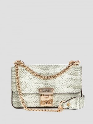 Guess Eliette Snakeskin Mini Convertible Crossbody Maro | GUESS-SN28876
