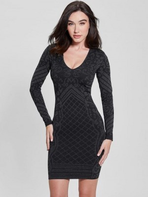 Guess Elisa Jacquard Seamless Dress Negrii | GUESS-SN26759