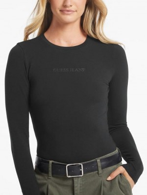 Guess Embroidered Logo Bodysuit Negrii | GUESS-SN27301
