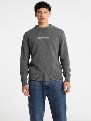 Guess Embroidered Logo Sweater Gri | GUESS-SN30997