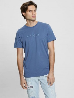 Guess Embroidered Logo Tee Albastri | GUESS-SN30548