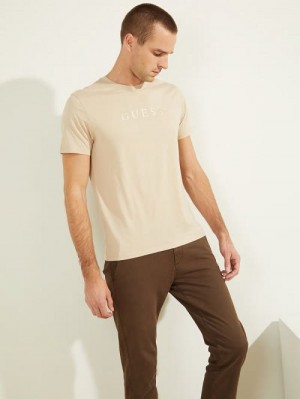 Guess Embroidered Logo Tee Bej | GUESS-SN30540