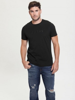 Guess Embroidered Logo Tee Negrii | GUESS-SN30550