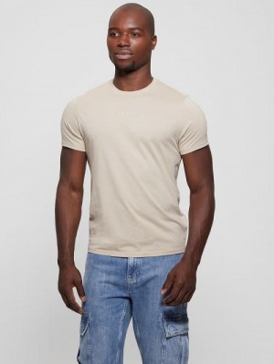 Guess Embroidered Signature Tee Bej | GUESS-SN30695