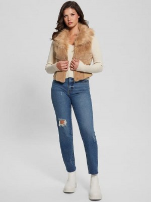 Guess Emma Faux-Fur Vest Bej | GUESS-SN27954