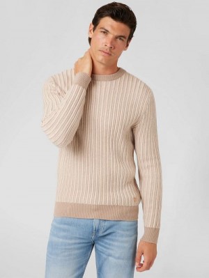 Guess Emmanuel Ribbed Sweater Bej | GUESS-SN31071