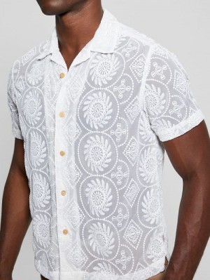 Guess Emory Embroidery Shirt Albi | GUESS-SN31275