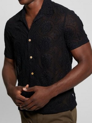 Guess Emory Embroidery Shirt Negrii | GUESS-SN31280