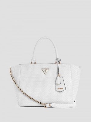 Guess Etel Woven Girlfriend Satchel Albi | GUESS-SN29212