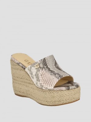 Guess Evba Embossed Espadrille Sandals Bej | GUESS-SN29762