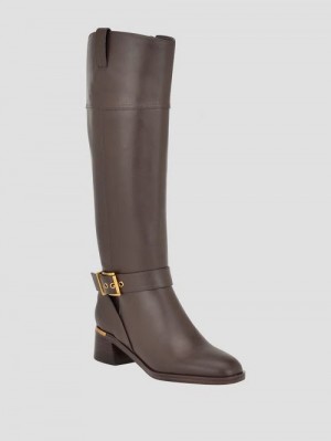 Guess Eveda Buckle Riding Boots Maro | GUESS-SN29888