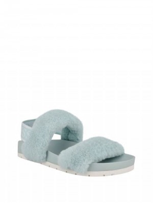 Guess Fabin Faux-Fur Sandal Albastri | GUESS-SN29649