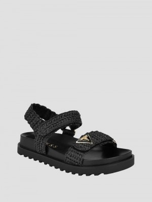 Guess Fabrica Woven Sandals Negrii | GUESS-SN29715