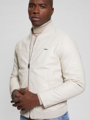 Guess Faux-Leather Aviator Jacket Albi | GUESS-SN30769