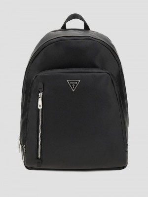 Guess Faux-Leather Saffiano Backpack Negrii | GUESS-SN31729