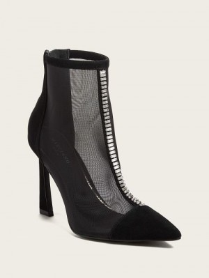 Guess Fearne Embellished Mesh Ankle Bootie Negrii | GUESS-SN29889