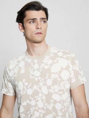 Guess Floral Burnout Crewneck Tee Bej | GUESS-SN30486